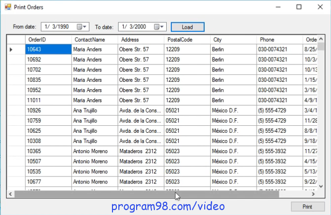 آموزش فیلتر داده بین 2 تاریخ و نمایش در دیتا گرید ویو در سی شارپ c#.net